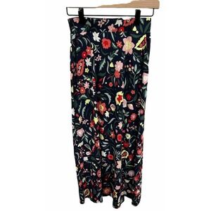 Boden Women's Maxi Skirt Sz 2 Blue Floral Viscose with Elastane Long Maxi